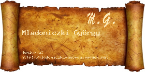 Mladoniczki György névjegykártya